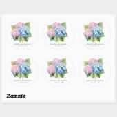 Roze en stoffige Blauwe Hortensia's Trouwcirkel Ronde Sticker (Vel)