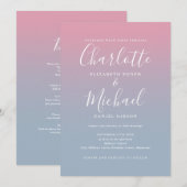 Roze en stoffige blauwe ombre alles in één bruilof kaart (Voorkant / Achterkant)