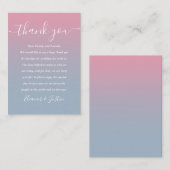 Roze en stoffige blauwe Ombre bruiloft Bedankt Plaatskaartje (Voorkant / Achterkant)