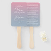 Roze en stoffige blauwe Ombre Joodse bruiloft Handwaaier (Voorkant en achterkant)