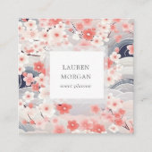 Roze en stoffige blauwe sakura bloemen vierkante visitekaartje (Voorkant)