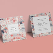 Roze en stoffige blauwe sakura bloemen vierkante visitekaartje