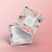 Roze en stoffige blauwe sakura bloemen vierkante visitekaartje