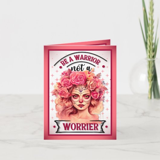 Roze en  Suikerschedel Bedankkaart (Voorkant)