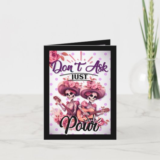 Roze en  Suikerschedel Bedankkaart (Voorkant)