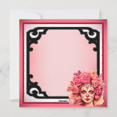 Roze en  Suikerschedel Feestdagenkaart (Achterkant)