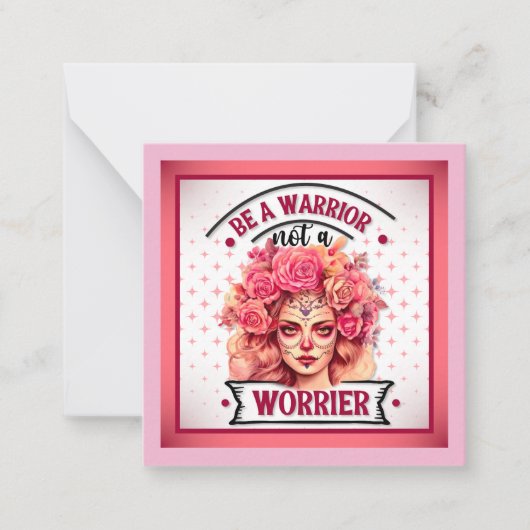 Roze en Suikerschedel Notitiekaartje (Voorkant)