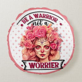 Roze en  Suikerschedel Rond Kussen