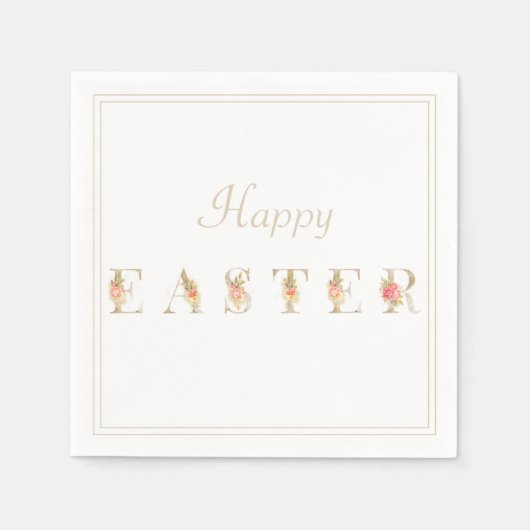 Roze en Tan Floral Easter Napkins Servet (Voorkant)