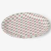 Roze en Taupe Argyle Patroon-Elegant Veelzijdig Papieren Bordje (Gekanteld)