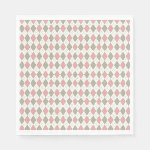Roze en Taupe Argyle Patroon-Elegant Veelzijdig Servet