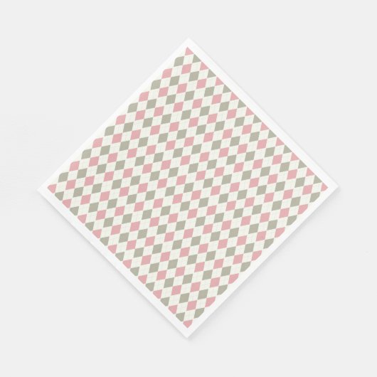 Roze en Taupe Argyle Patroon-Elegant Veelzijdig Servet (Hoek)