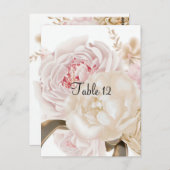 Roze en Taupe Bloemen Tafel Zitje Kaart (Voorkant / Achterkant)