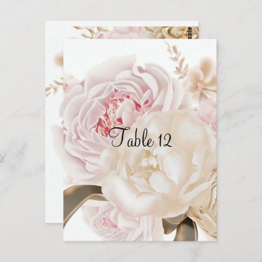 Roze en Taupe Bloemen Tafel Zitje Kaart (Voorkant / Achterkant)