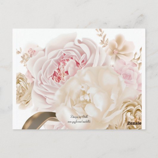 Roze en Taupe Bloemen Tafel Zitje Kaart (Achterkant)