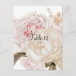 Roze en taupe bloemtafel zitkaart briefkaart