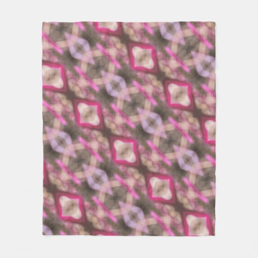 Roze en Taupe Boho Chique Abstract Patroon Fleece Deken (Voorkant)