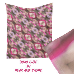 Roze en Taupe Boho Chique Abstract Patroon Fleece Deken