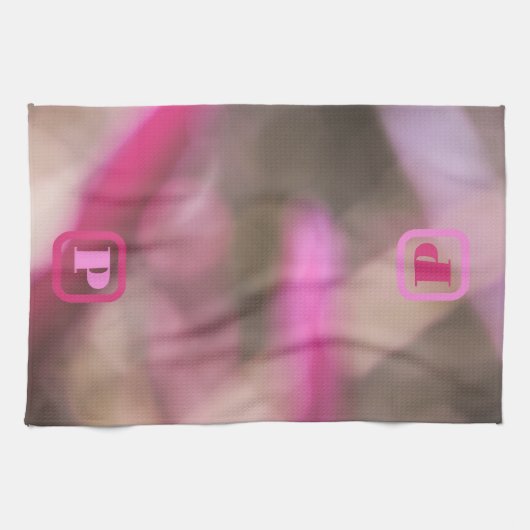 Roze en Taupe Camo Abstract Chic Monogrammed Theedoek (Horizontaal)