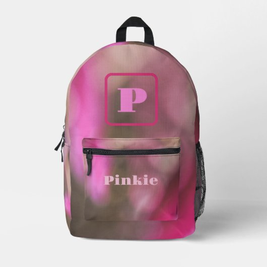 Roze en Taupe Camouflage Chic Monogrammed Bedrukte Rugzak (Voorkant)