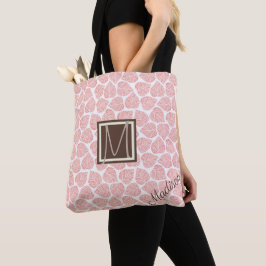 Roze en Taupe Leaf Natural Trendy Monogram Tote Bag