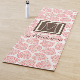 Roze en Taupe Leaf Natural Trendy Monogram Yogamat