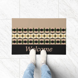 Roze en taupe met zwart deurmat