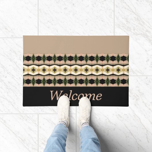 Roze en taupe met zwart deurmat (Binnen)