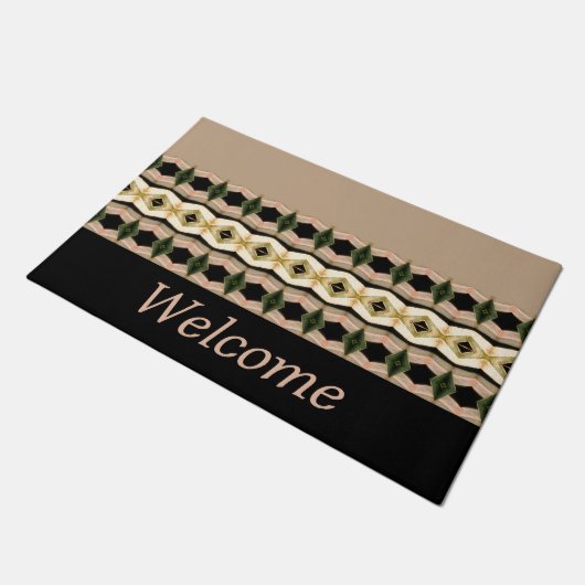 Roze en taupe met zwart deurmat (Schuin)