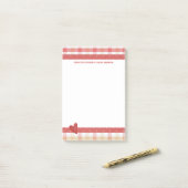 Roze en Taupe Retro Schotse ruit Post-it® Notes (Op bureau)