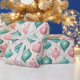 Roze en Teal Balornament Kerstmis Cadeaupapier