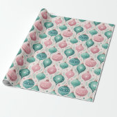 Roze en Teal Balornament Kerstmis Cadeaupapier (Uitgerold)