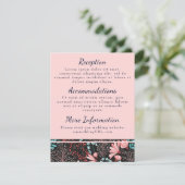 Roze en Teal Bloemige Ontvankaartjes Informatiekaartje (Staand voorkant)
