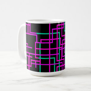 Roze en Teal Geometrisch Raster Koffiemok
