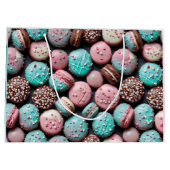 Roze en Teal Macaron Verjaardag Groot Cadeauzakje (Achterkant)