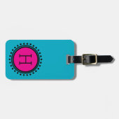 Roze en Teal Stip Monogram Bagagelabel (Voorkant horizontaal)