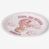 Roze en  Teddy Bear Baby Meisje Papieren Bordje (Gekanteld)