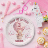 Roze en  Teddy Bear Baby Meisje Papieren Bordje (Feest)
