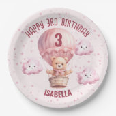Roze en  Teddy Bear Baby Meisje Papieren Bordje (Voorkant)