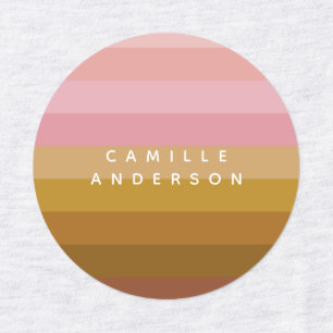 Roze en Terracotta Boho Geometrische Stripes Naam Labels