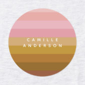 Roze en Terracotta Boho Geometrische Stripes Naam Labels (Design 2)