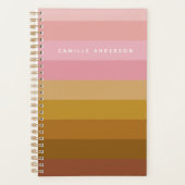 Roze en Terracotta Boho Geometrische Stripes Naam Planner (Voorkant)