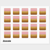 Roze en Terracotta Boho Geometrische Stripes Naam Vierkante Sticker (Vel)