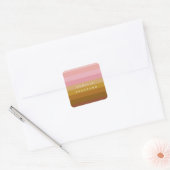 Roze en Terracotta Boho Geometrische Stripes Naam Vierkante Sticker (Envelop)