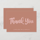 Roze en Terracotta Trendy Script Lettering Custom Bedankkaart (Voorkant / Achterkant)