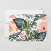 Roze en tropisch blad loof bruiloft R.S.V.P RSVP Kaartje (Achterkant)