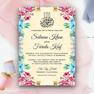 Roze en Turkoois Bloemmotief Islamitische Moslim B Kaart
