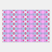 Roze en turkooizen inpakpapier plat vel set van 3 (Voorkant)