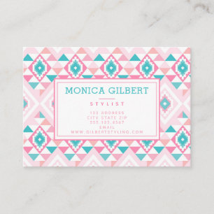 Roze en Turqoise Aztec Pattern Visitekaartje