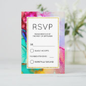 Roze en Turquoise Abstracte Waterverf Eenvoudige R RSVP Kaartje (Staand voorkant)